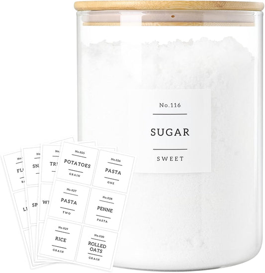 Large Glass Flour and Sugar Containers Jars with Bamboo Airtight Lid - 100 Fl Oz (3000ml) with