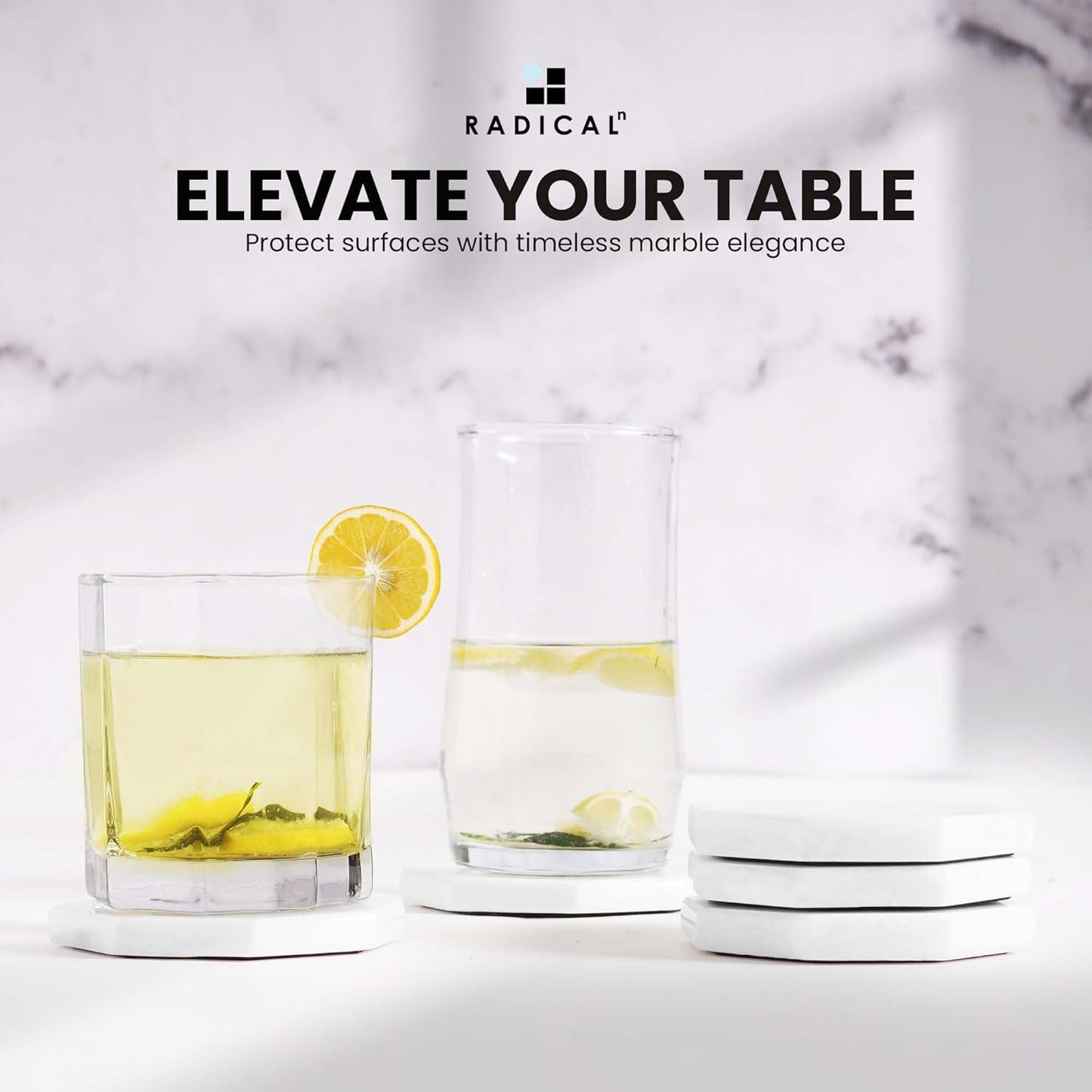 Radicaln Marble Coasters Star 3.5" Inches White Handmade Marble Drink Coasters for Home and Kitchen, Drink Coaster Set of 6, Ideal Coaster for Drink