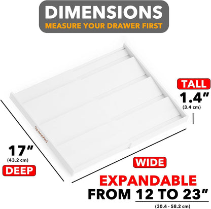 SpaceAid Bamboo White Spice Drawer Organizer, (Need 3" Deep Drawer) Expandable 4 Tier Spices Rack for Cabinet, Kitchen Seasoning Storage Insert (Jars Not Included, From 12" to 23" Wide)