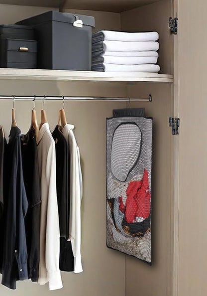 ALYER Breathable Mesh Laundry Hamper,Foldable Hanging Closet Storage Basket,Portable Space Saving Dirty Clothes Bag (Black)