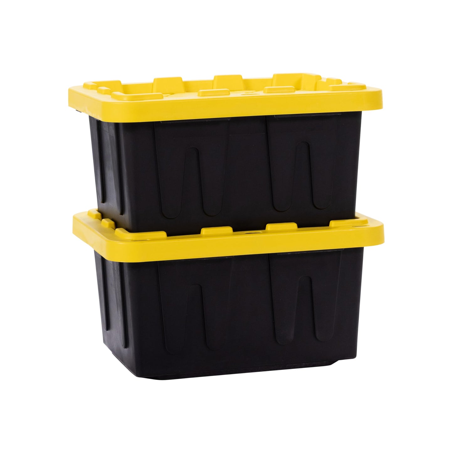 Plastic 5-Gallon Storage Tote with Lockable Lid, Stackable Tough Regular-Duty Bin for Garage