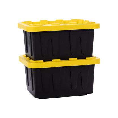 Plastic 5-Gallon Storage Tote with Lockable Lid, Stackable Tough Regular-Duty Bin for Garage