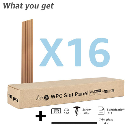 Art3d WPC Wainscoting Panels, 16-Pack 48 x 6 Inch 3D Wall Accents for Interior Wall Decor, Living Room, Bedroom, Boxwood