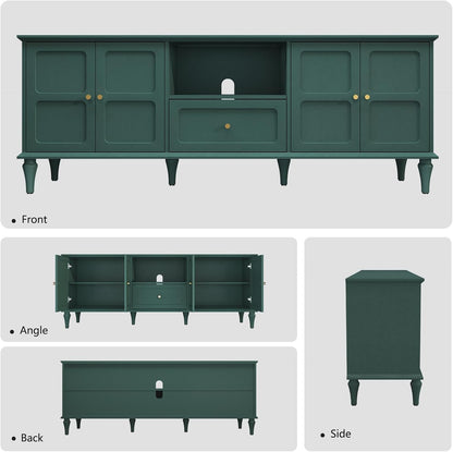 ARTPOWER 67'' Mid-Century Modern TV Stand with Storage Drawer and Doors, Long TV Stand with Adjustable Shelves for 75 Inch TV for Living Room, Bedroom, Green