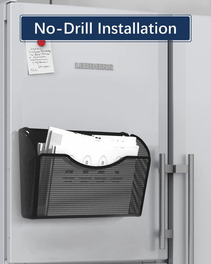 2 Pack 1-Tier Magnetic File Holder - No Drilling Installation File Organizer, Large Capacity Magnetic File Holder for Refrigerator, File Cabinets, Whiteboard, Office, Kitchen