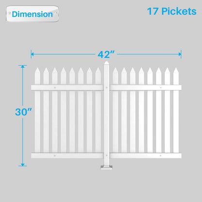 Patio 3 Sets Vinyl Picket Fence Panels 30" H x 84" W White PVC Decorative Fence for Front Yard Porch Patio Deck Pool Air Conditioner Fence Safety Dog Fence (34 Pickets, Straight)