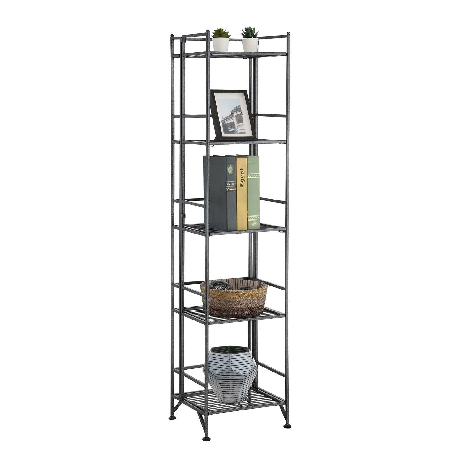 Convenience Concepts Xtra Storage Shelves - 5-Tier Folding Metal Storage Shelves, Closet Organizer