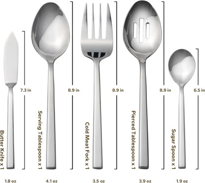 Alata Cube 45-Piece Forged Stainless Steel Flatware Set Cutlery Set,Service for 8,Silver Finish,Dishwasher Safe