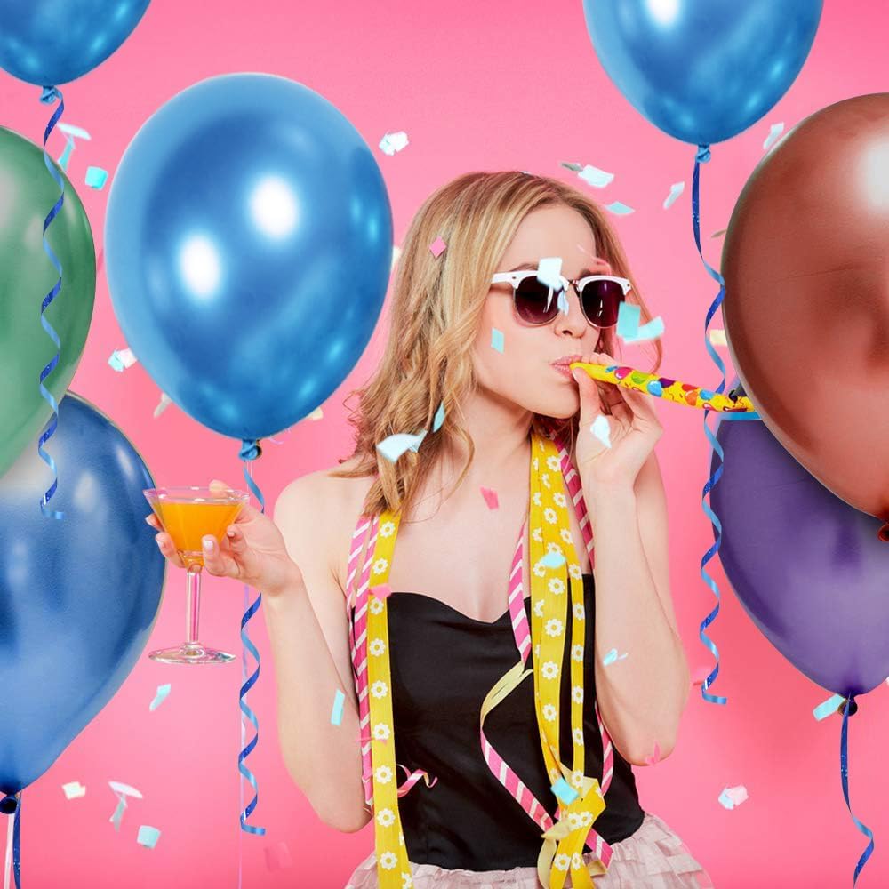 BEISHIDA 500 Yards Blue Crimped Curling Ribbon Balloon String, Shiny Metallic Ribbon Roll for Gift Wrapping for Birthday Party Festival Art Craft Decor Florist Flowers Decoration