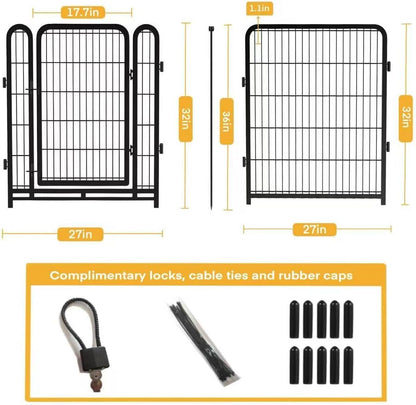 Tall Garden Fence, 32 in(H) Dog Fence Outdoor for Yard. 12 Panels Total 26.6 Ft(L) Puppy Playpen, Suitable for Indoor or Outdoor Use Play Pens for Puppys, Large Dog Pen, Fences for Garden