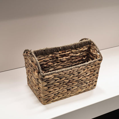 Vintiquewise Woven Wicker Magazine Basket Holder, Tall Narrow Vertical Magazine File Holder