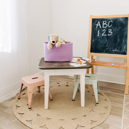 OrganiHaus Woven Storage Baskets for Organizing, Cotton Rope Organizer Bins for Shelves, Closet & Nursery, Dog Toy Basket, Decorative Bins for Toys, Towels & Books - 15x10x9, Purple