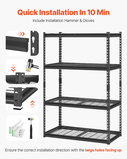 VEVOR Storage Shelves, 2400 lbs, 4 Tier Heavy Duty Garage Shelving, 20" D x 40" W x 60" H