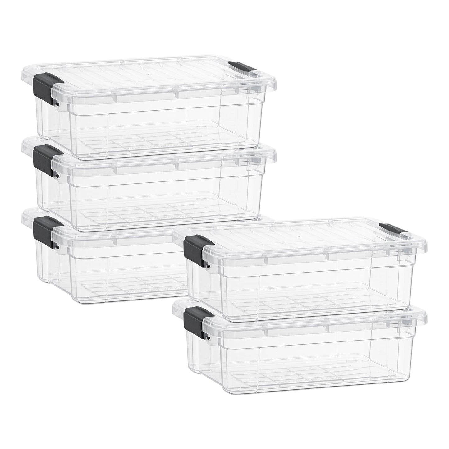 Superio Clear Storage Boxes with Lids, 4.5 Quart Plastic Container Bins for Organizing, Stackable