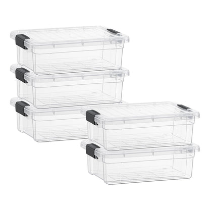 Superio Clear Storage Boxes with Lids, 4.5 Quart Plastic Container Bins for Organizing, Stackable