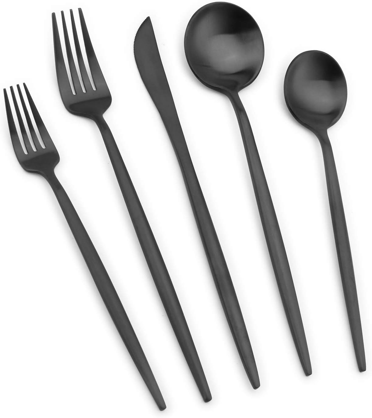 Matte Black Silverware Set, Vanys 20 Piece Stainless Steel Cutlery Flatware Set, Kitchen Utensil Sets for 4, Tableware With Knife Spoons And Forks Set, Satin Finished Polished