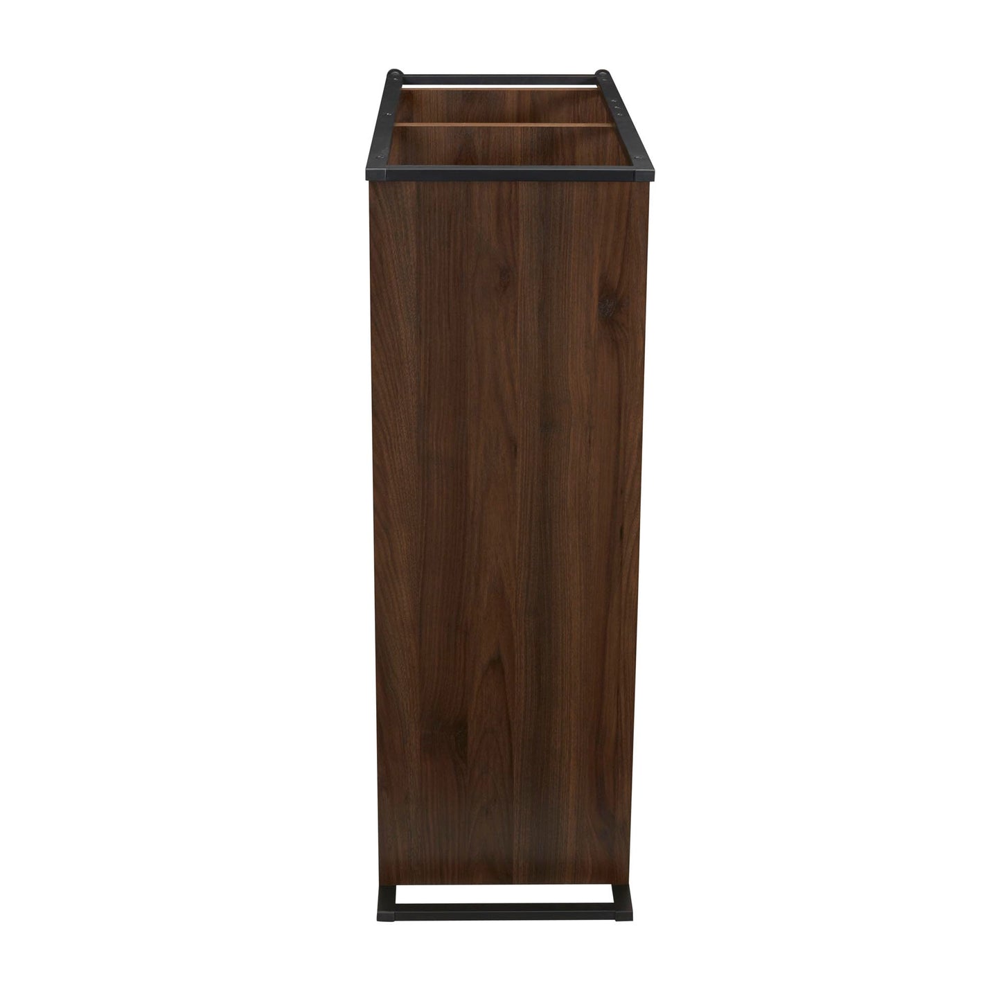 Household Essentials Jamestown Wide 3 Shelf Open Storage Bookshelf Mid Century Walnut Wood Grain