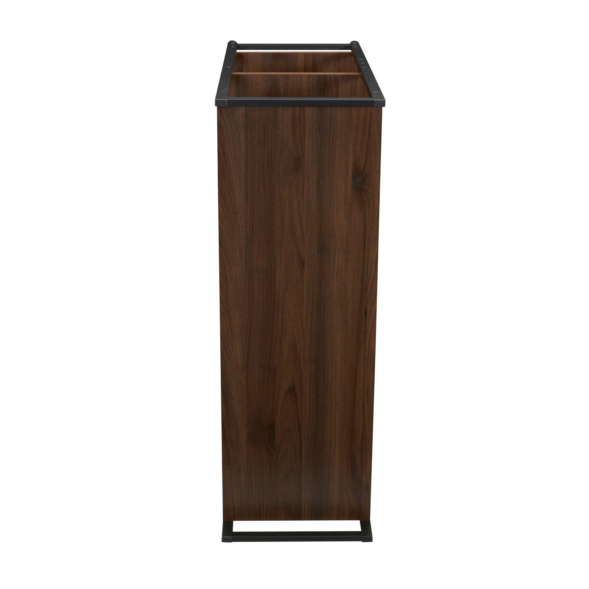 Household Essentials Jamestown Wide 3 Shelf Open Storage Bookshelf Mid Century Walnut Wood Grain