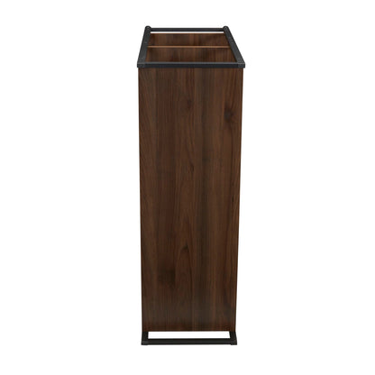 Household Essentials Jamestown Wide 3 Shelf Open Storage Bookshelf Mid Century Walnut Wood Grain