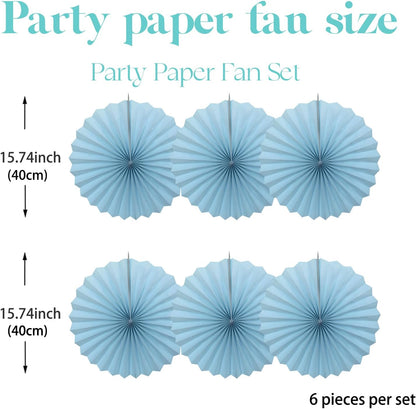 Blue Graduation Party Decor,Baby Blue Party Decorations,Christmas Baby Shower Decorations,Under The Sea Decorations,Blue Bachelorette Party 16in Hanging Paper Fans 30 Color DIY Set (Light Blue)