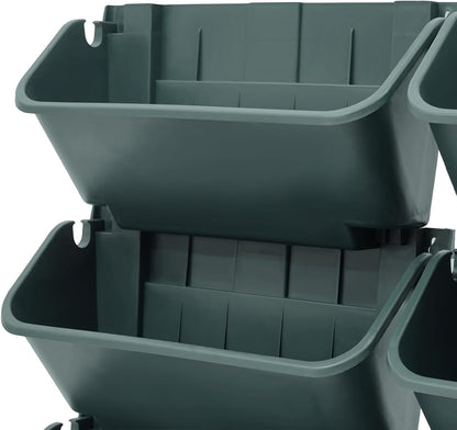 20Pack Vertical Wall Planter, 13 inch Wall Mounted Garden Planters, Stackable Wall Hanging Planter, Plastic Flower Pot with 4 Drainage Tray & 6.56FT Drainage Pipe for Indoor and Outdoor (Green)