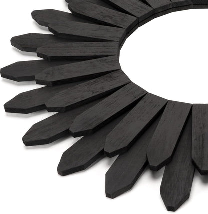 Honiway 21 inch Black Wall Decor Vintage Mirror, Boho Style, Wooden Frame, Easy to Hang, Ideal Gift