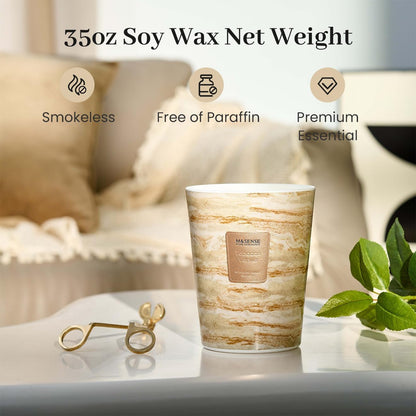 M&SENSE TobaccoVanilla Scented Candles for Home, 3-Wick Highly Scented Jar Candles, Extra Large Candle 35 Oz 150 Hours Long Lasting Burning, Relaxing Aromatherapy Candle for Stress Relief, Meditation