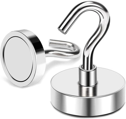 MIKEDE Magnetic Hooks, 80 Lbs Heavy Duty Earth Magnets with Hooks for Cruise Cabin, 10 Pcs Strong Locker Magnetic Hooks for Hanging, Metal Magnetic Hanger for Classroom, Grill, Fridge, Kitchen