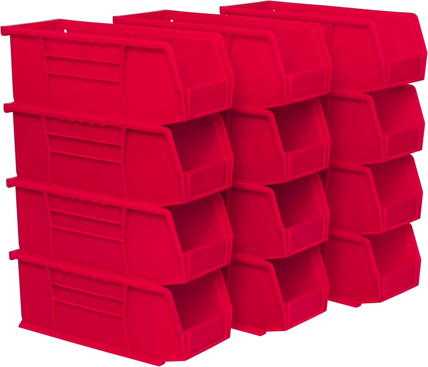 Akro-Mils 30224 AkroBins Plastic Storage Bins, 11"x 4"x 4", Red, 12-Pack