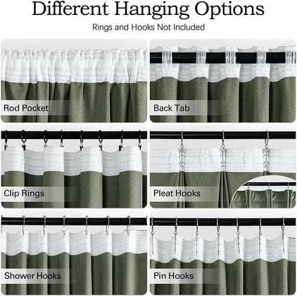 MIULEE Sage Green Velvet Curtains 120 inches 2 Panels - Pinch Pleated Luxury Room Darkening Window Drapes for Bedroom Living Room Blackout Thermal Insulated Super Soft, Back Tab Rod Pocket, W52 x L120