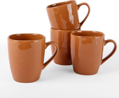famiware Aurora Coffee Mugs, 14oz Mug Set of 4, Stoneware Mug, Cups for Kitchen, Cappuccino, Latte, Reactive Glaze, Microwave Safe, Scractch-resistant, Brown