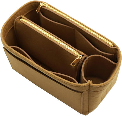LEXSION Felt Purse Bag Organizer Insert with zipper Bag Tote Shaper Fit Speedy Neverful PM MM