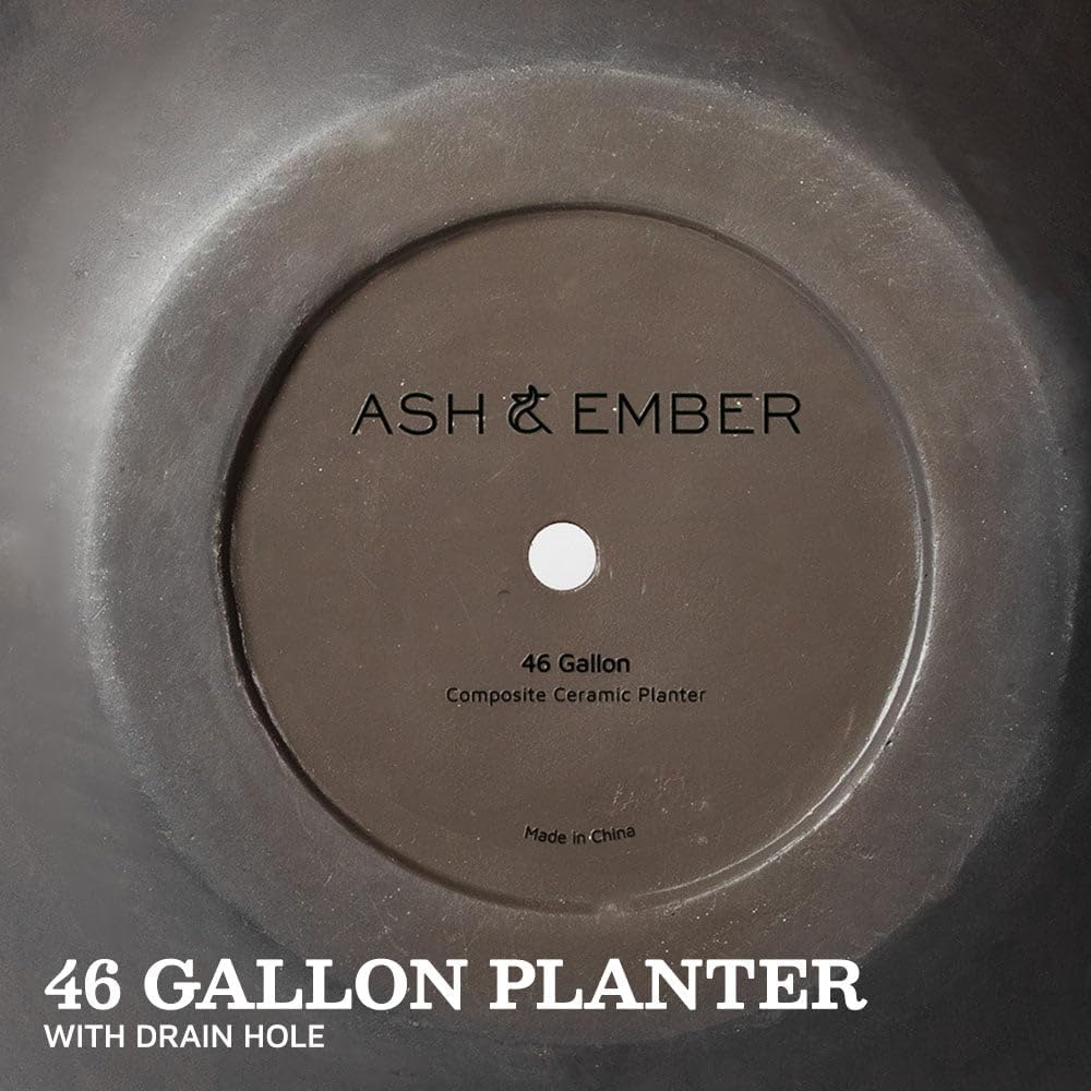 Ash & Ember Onyx 24" D Ceramic Indoor Outdoor Round Sphere Planter, Charcoal, Home Décor Evergreen Weather Resistant Modern Planter Pot, Seamless Herb & Seasonal Flower Garden Box