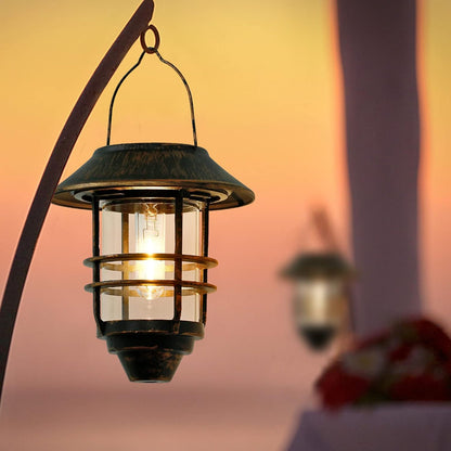 Solar Lantern Outdoor, Hanging Waterproof Solar Lights with Wall Mount Kit for Garden Porch Fence 2 Pack,Bronze