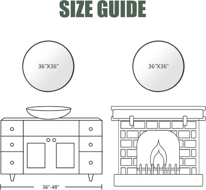 BEAUTYPEAK Circle Mirror Black 36 Inch Wall Mounted Round Mirror with Brushed Metal Frame for Bathroom, Vanity, Living Room, Bedroom, Entryway Wall Decor (Black, 36 Inches)