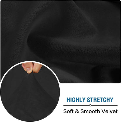 H.VERSAILTEX Velvet Stretch Individual Couch Cushion Cover Plush Cushion Slipcover for Loveseat Sofa Cushion Furniture Protector Seat Cushion Sofa Cover (1 Piece Sofa Cushion Cover, Black)