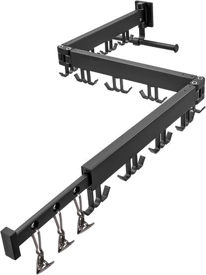 Wall Mounted Clothes Drying Rack,Drying Rack Clothing Wall Mount with Foldable Features(Tri-Fold),Space Saver,Wall Mounted Drying Rack for Laundry Balcony Bathroom (Black)