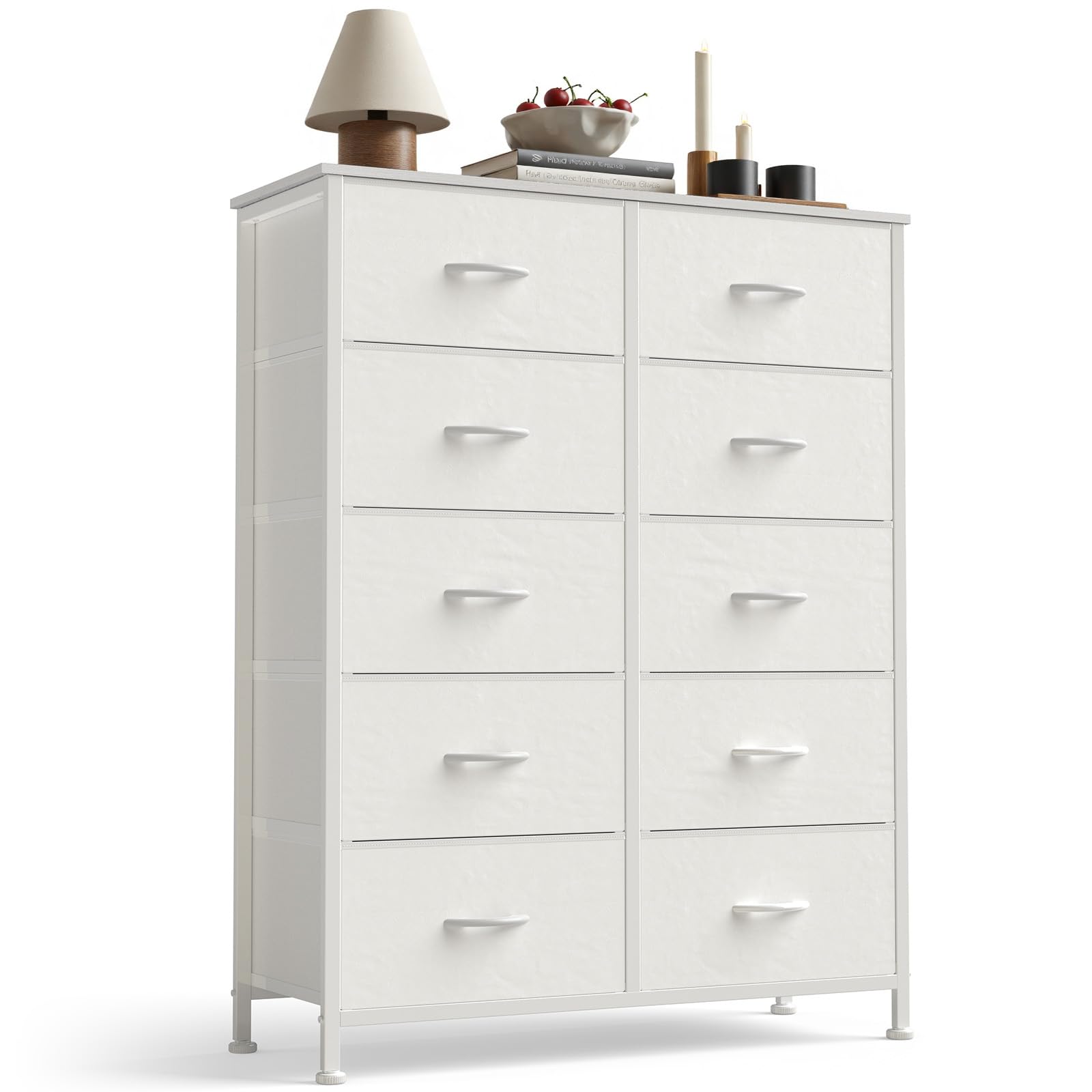 Sweetcrispy 10 Drawer Tall Dresser for Bedroom & Living Room, White