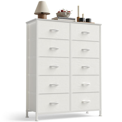 Sweetcrispy 10 Drawer Tall Dresser for Bedroom & Living Room, White