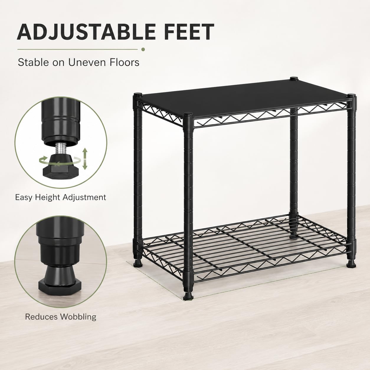 Simple Deluxe 2 Tier Wire Shelving Unit, Heavy Duty Metal Storage Rack with Adjustable Feet