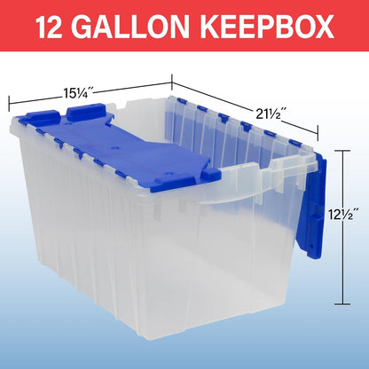 Akro-Mils KeepBox 12 Gallon Storage Container, Nesting and Stackable Plastic Storage Box with Lid