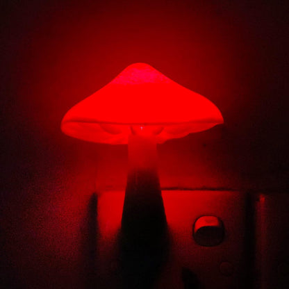 2 Pcs LED Night Light Plug in Nightlight Wall Lamp, Mushroom Night Light Mini Magic Night Lights for Adults Kids Bedroom, Bathroom,Toilet,Stairs,Kitchen,Hallway Red Led Light