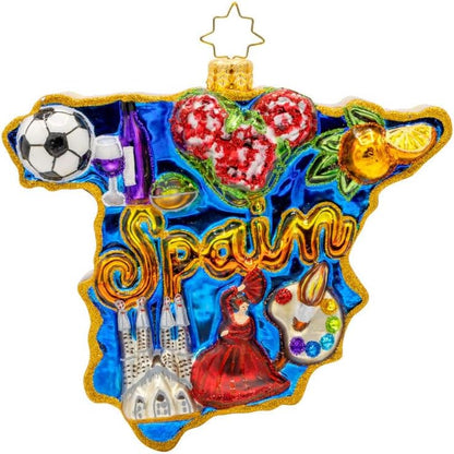 Christopher Radko Hand-Crafted European Glass Christmas Tree Decorative Ornament, España Elegance