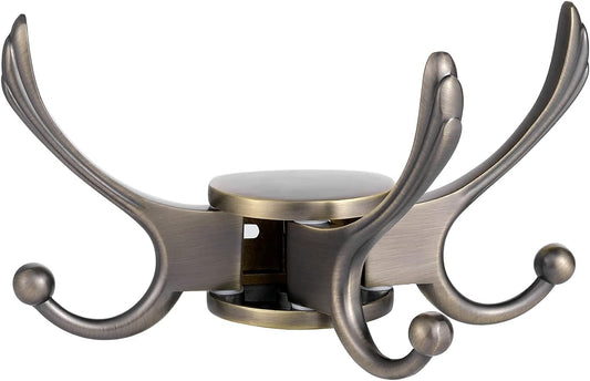 Swivel Coat Hook 2 Pack Heavy Duty Space Saving Towel Rope Hook Wall Mount Triple Swing Arms for RV Bathroom Kitchen Garage,Rustic Bronze