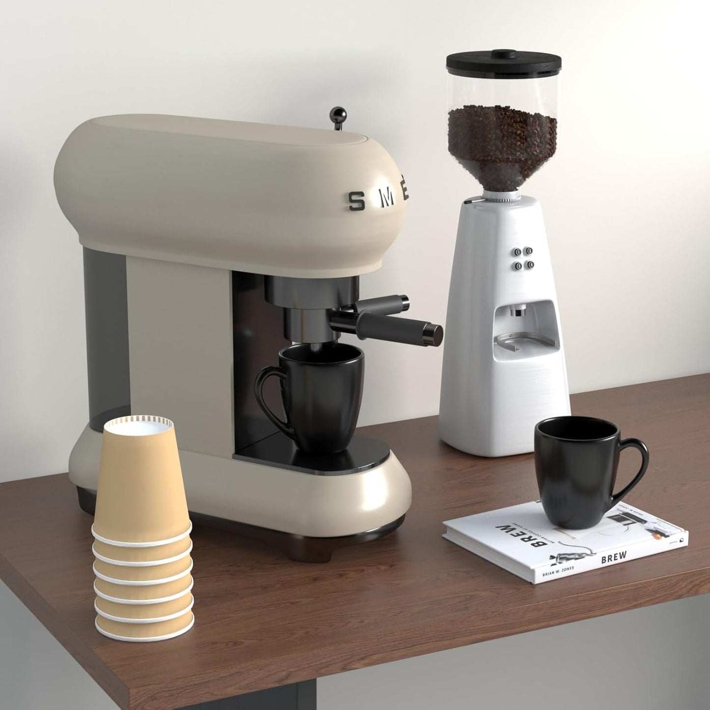 16 OZ Black Stoneware Mugs Set of 6, Large Ceramic Coffee Cups with Handle, Porcelain Mugs for Latte, Milk, Tea and Juice