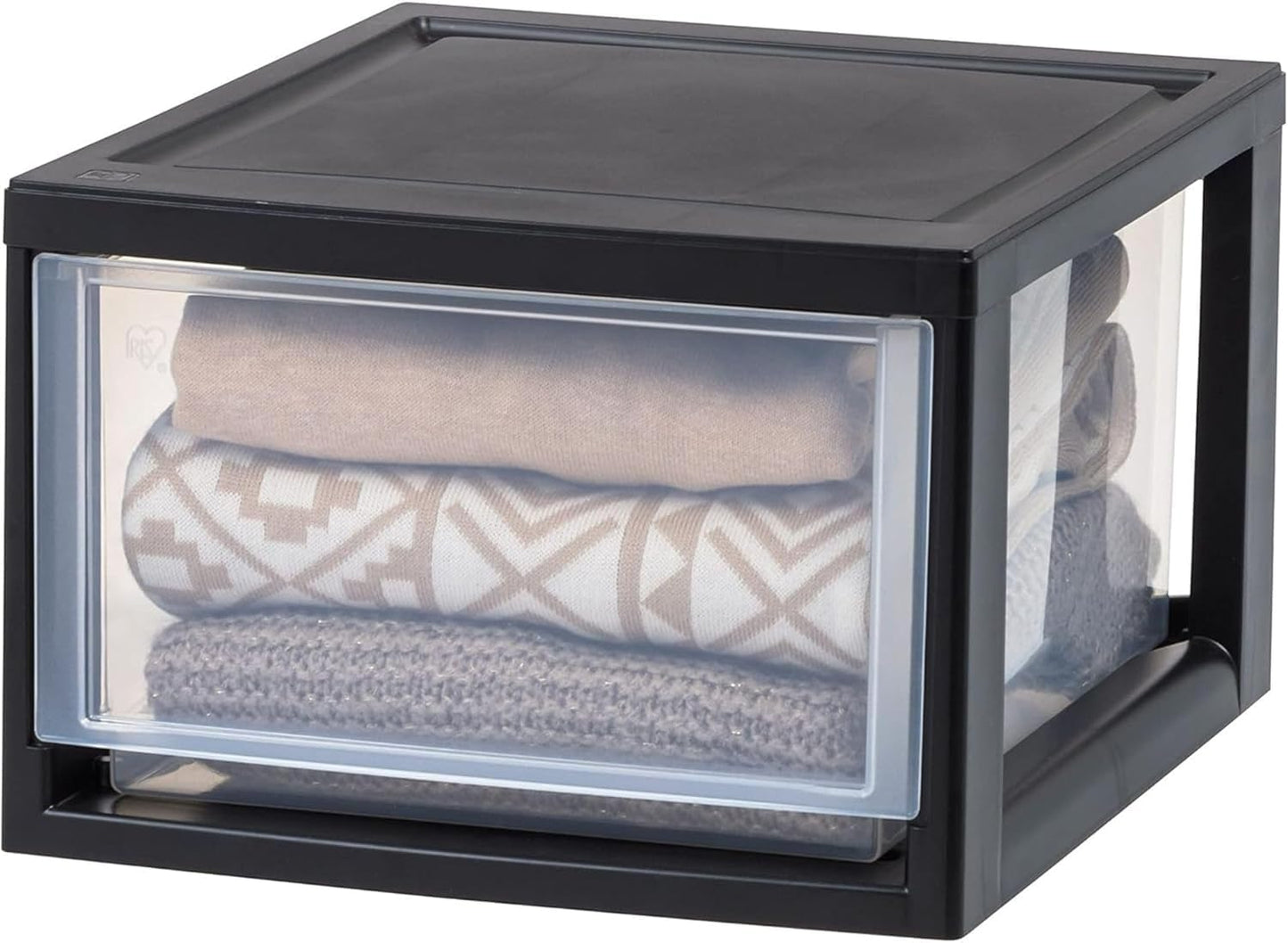 IRIS USA 3-Pack, 14.5 Qt. Stacking Drawer Storage Organizer, Black