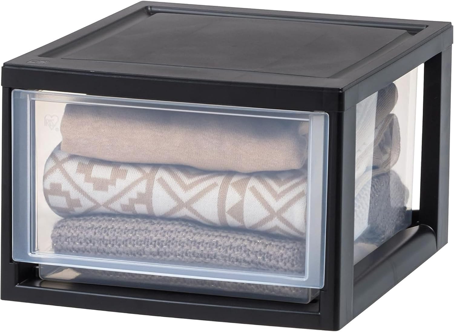 IRIS USA 3-Pack, 14.5 Qt. Stacking Drawer Storage Organizer, Black