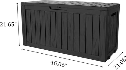75 Gallon Double-Wall Resin Deck Box - Lockable Waterproof Outdoor Storage Box, 515lbs Capacity & Doubles as Seating for Patio Furniture - Garden Tools, Pool Accessories (Black)