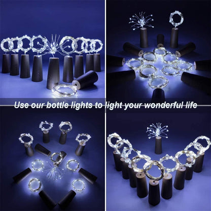 YJFWAL Wine Bottle Lights with Cork,Cork Shape Silver Copper Wire Fairy Mini String Lights,24Pack 20LED Battery Operated for DIY,Party,Wedding,Christmas,Halloween,Decor (Cool White)