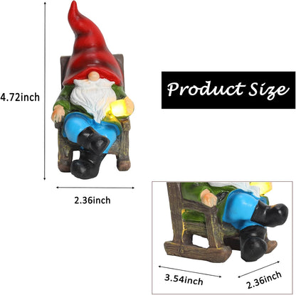 Solar Gnomes Decor Outside Mini Gnome Figurines Outdoor Solar Porch Patio Garden Miniatures Gnomes Decor Gift for Women Grandma Mother's Day Birthday